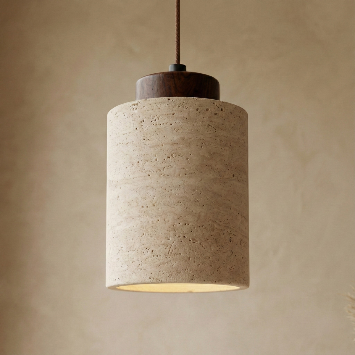SEKI – Japandi Travertine Pendant Light | Casa Luma